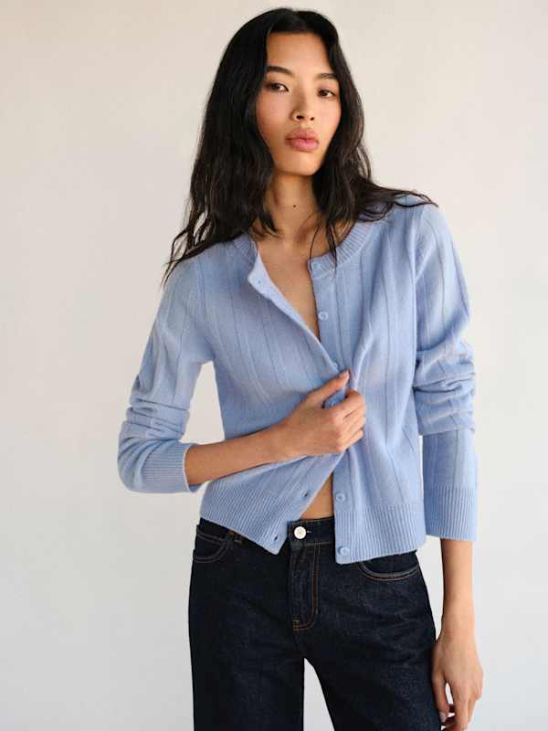 Hannah Crew Cardigan - Ice Water